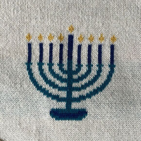 BABY BLANKET & BIB SET HANUKKAH IVORY & BLUE NWT - Picture 3 of 8